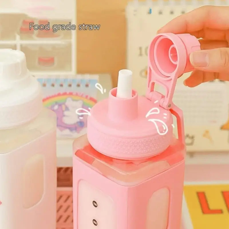 700ml Kawaii Water Bottle with Straw – Cute Plastic Bottle