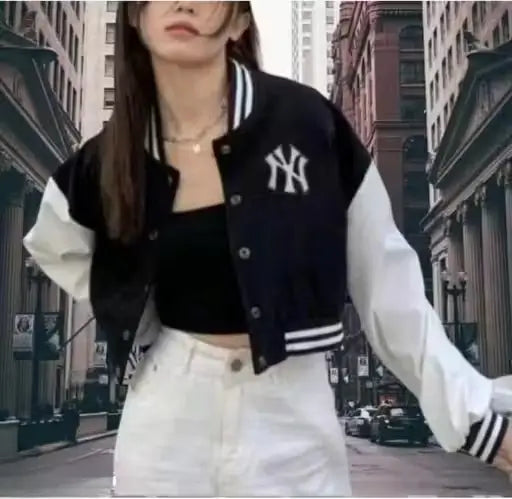 Stylish NY Varsity Jacket – Women’s Fleece Outerwear