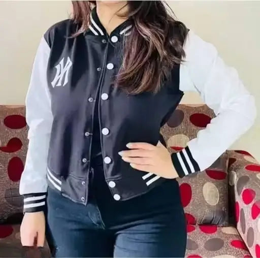 Stylish NY Varsity Jacket – Women’s Fleece Outerwear