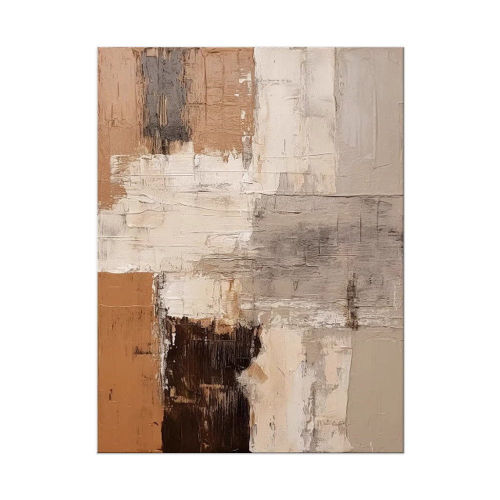 Large Abstract Handmade Painting Brown Textured Wall Art Minimalist Wabi-sabi Modern Home Living Room Decor