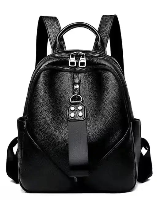 Leather Camera Backpack – Dual Compartment Solid Pattern