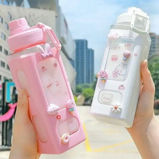 700ml Kawaii Water Bottle with Straw – Cute Plastic Bottle