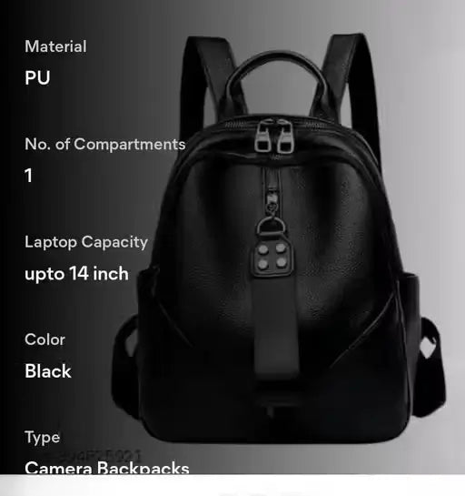 Leather Camera Backpack – Dual Compartment Solid Pattern